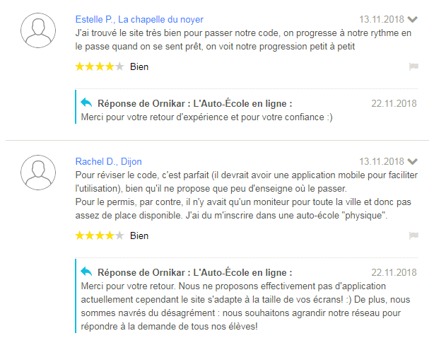 Les clients d'Ornikar donnent leurs avis