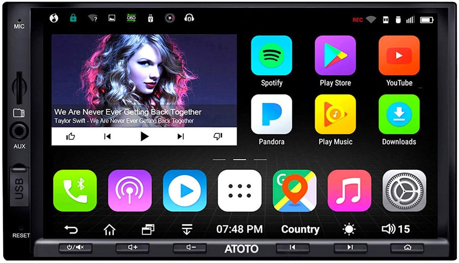 Hikity Autoradio 1 Din avec Apple CarPlay et Android Auto Autoradio  Bluetooth 5.1 à 7 écran